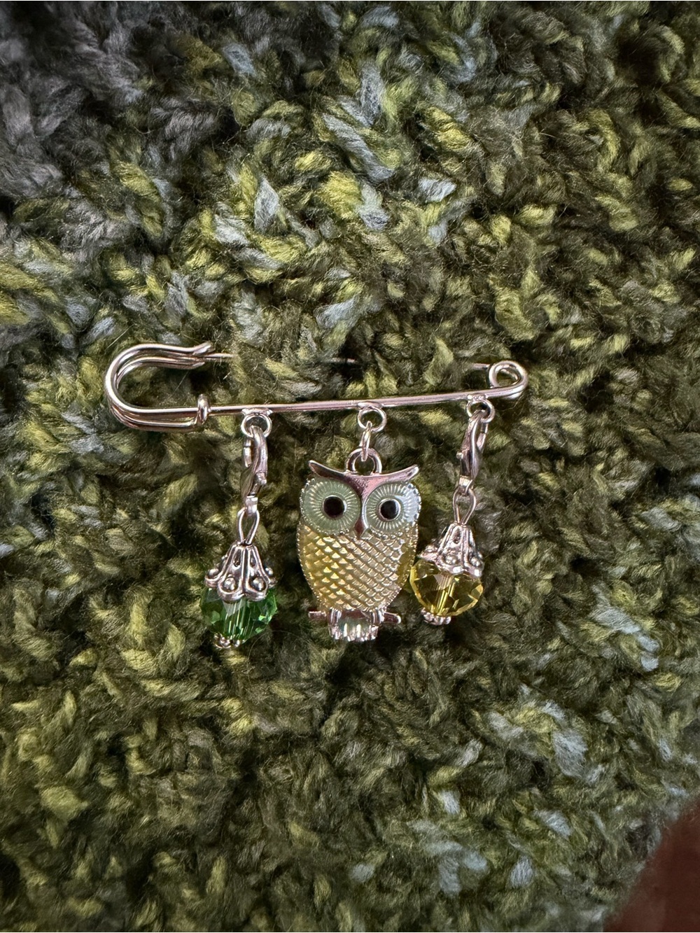 Handmade Green Crocheted Neckwarmer with Owl Charm NWT - Picture 3 of 3